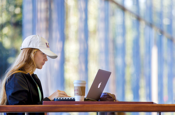 LSU student studying